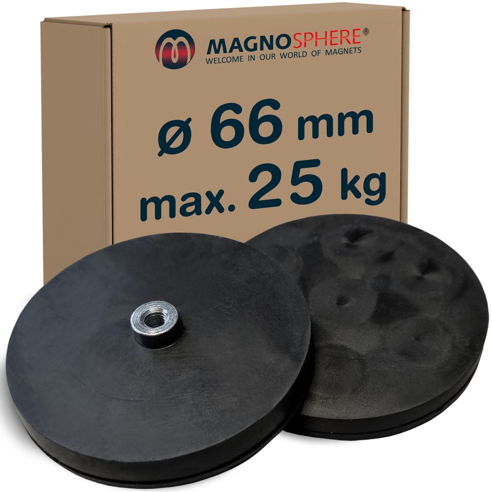 8 Magneti Al Neodimio Gommati Con Filettatura M6 - Forza 10 Kg, Ø 43 Mm, Per Auto, Casa E Officina - Foto 5