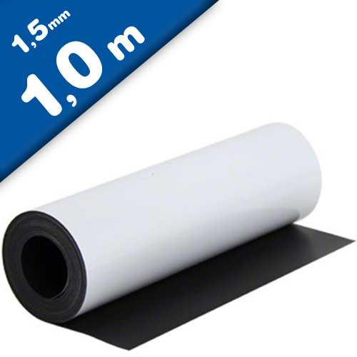Magnetfolie weiß matt beschichtet 1,5mm x 62cm x 100cm - Meterware