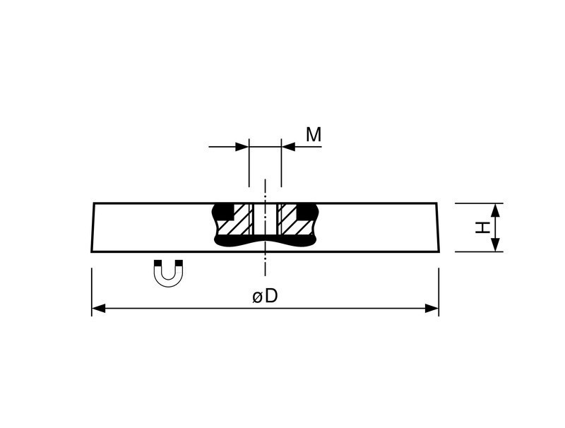 Aimant néodyme caoutchouté Ø 43 mm avec filetage intérieur