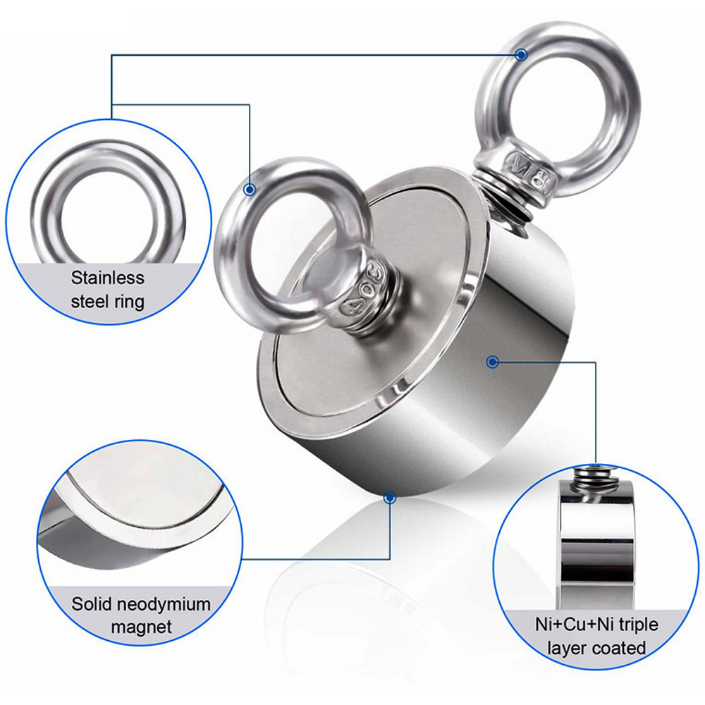 6 Magneti Al Neodimio Con Perno Filettato M6 – Rivestiti In Gomma, Trazione 12 Kg, Diametro 43 Mm, Per Auto, LAMPade E Attrezzature