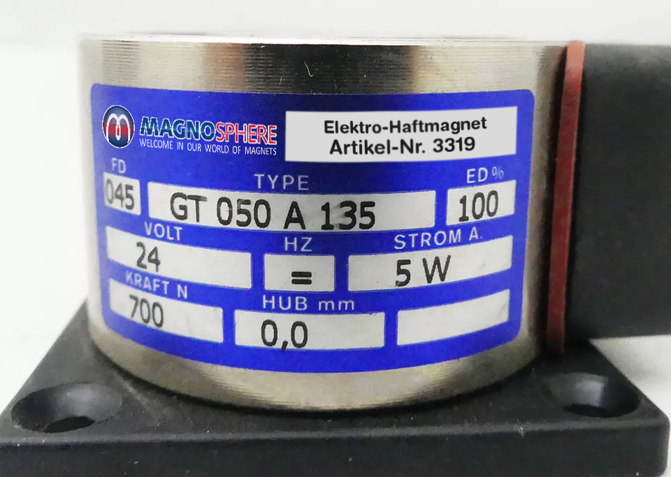 Elettromagnete Solenoide P100/40 2000N 200kg | 24V DC, Magnete Di Tenuta 100x40mm In Alluminio E Ferro