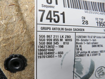 RHD Türverkleidung hinten links Stoff schwarz Trendline VW Golf 7  