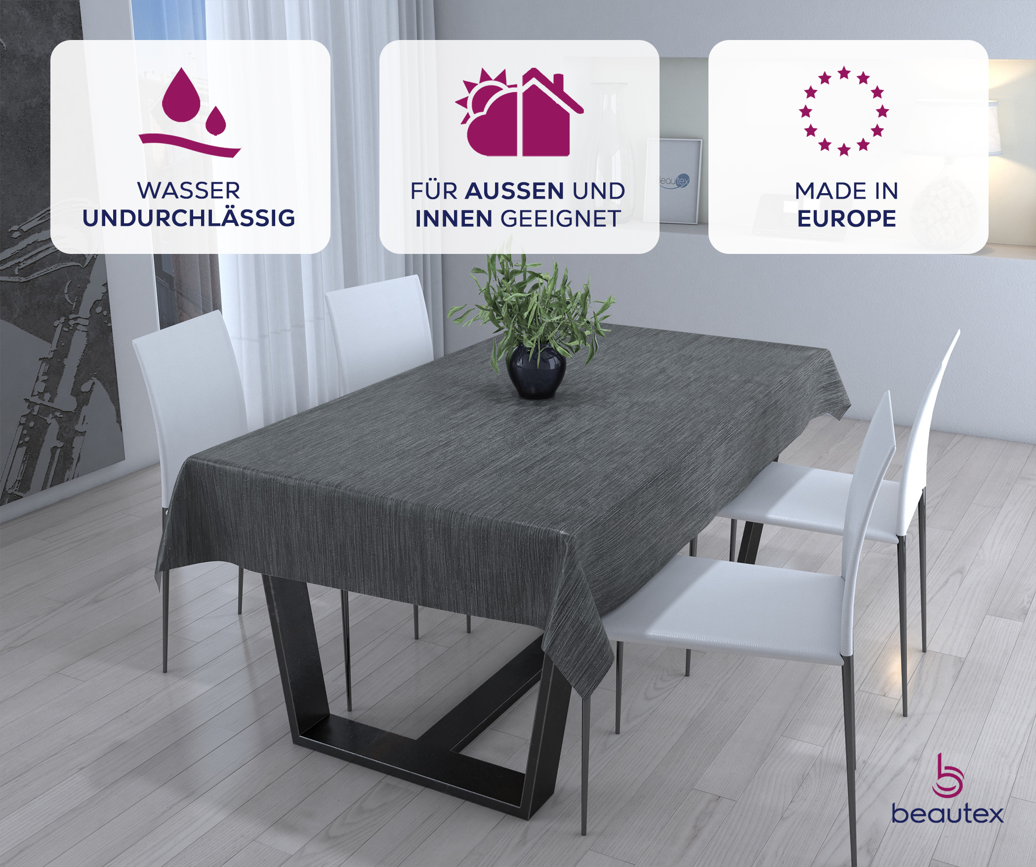 Wachstuchtischdecke Eckig 110x140cm - Abwaschbare PVC Tischdecke