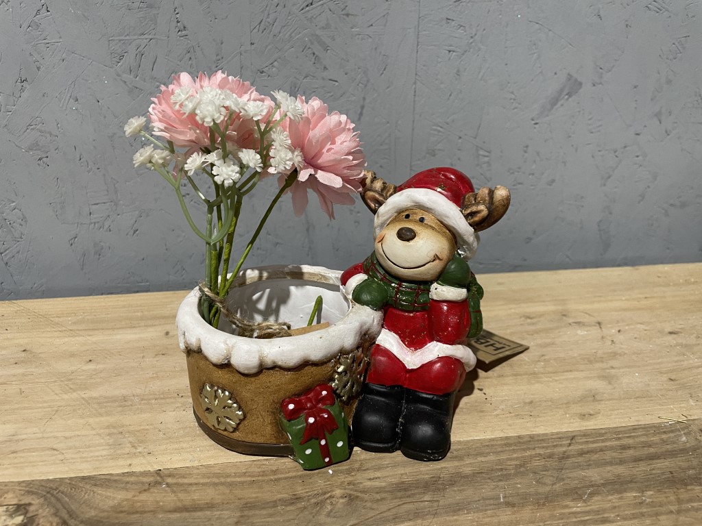 Pflanzentopf Weihnachten Rentier bertopf rot HBX Keramik | plentyShop LTS