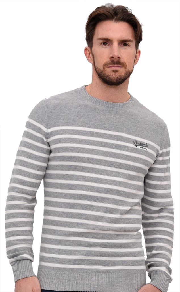Brakeburn Herren Sommerpullover Grau Weisse Streifen Ceres Webshop