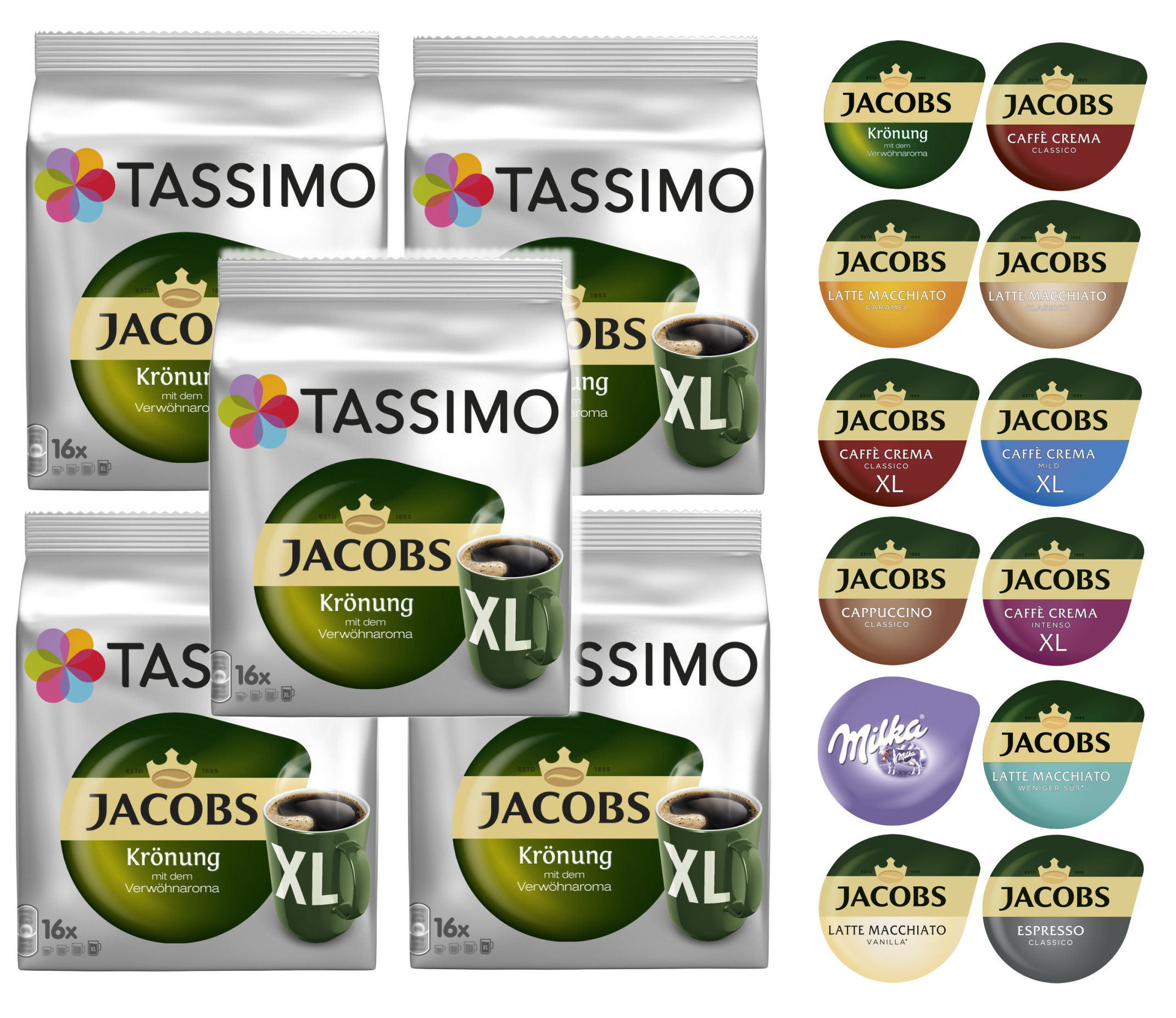 5 Pack Tassimo Kapseln TDiscs Jacobs Kaffee Latte Macchiato Espresso ...