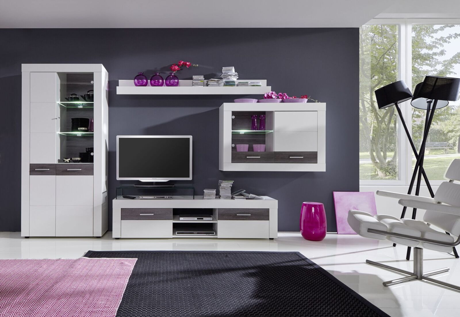 Wohnwand Scalea LED Beleuchtung Wohnzimmer Schrank Anbauwand ... Wohnwand Scalea LED Beleuchtung Wohnzimmer Schrank Anbauwand ...