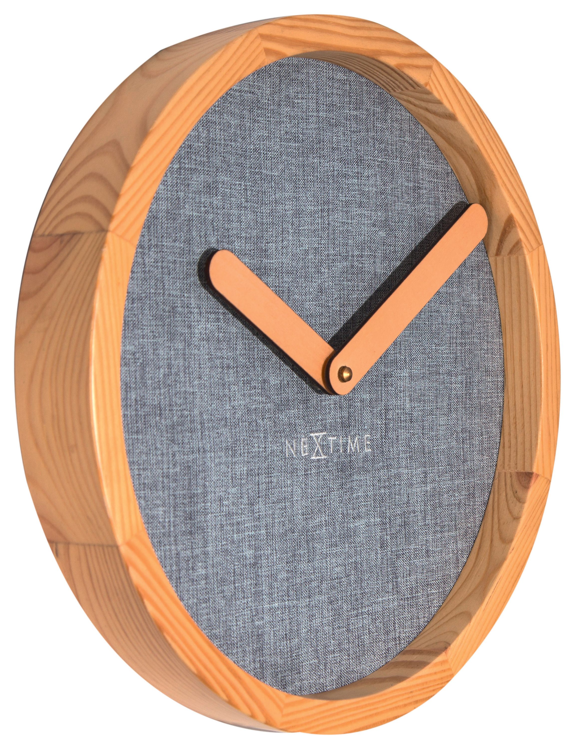 NeXtime Wanduhr CALM Ø30cm lautlos Holz Stoff Uhr Quarzuhr Wohnzimmer Grau NeXtime Wanduhr CALM Ø30cm lautlos Holz Stoff Uhr Quarzuhr Wohnzimmer Grau