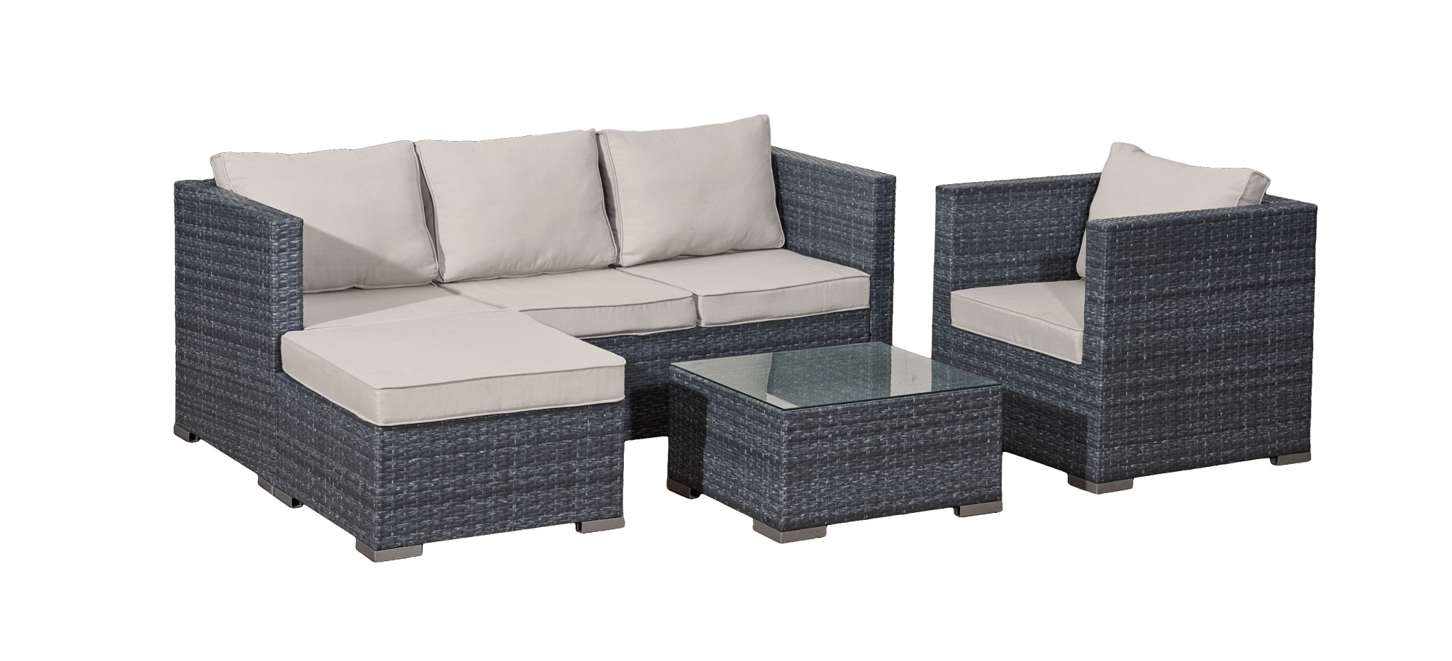 4tlg Garten Lounge Sofa Sitzgruppe Garten Couch Sessel Rattan