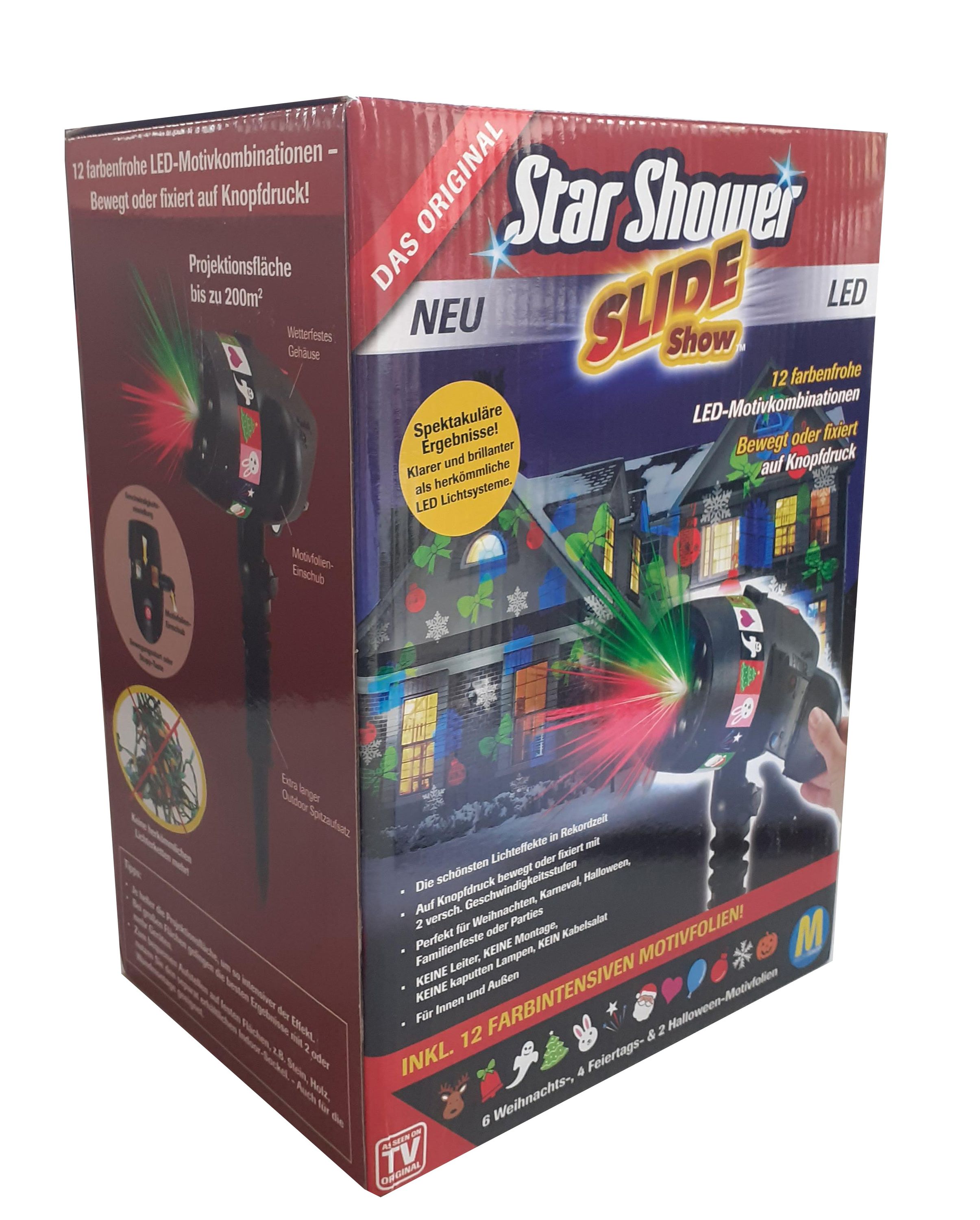 Sockel Laser Projektor Beleuchtung Garten 48 LED Motive Star Shower Slide Show