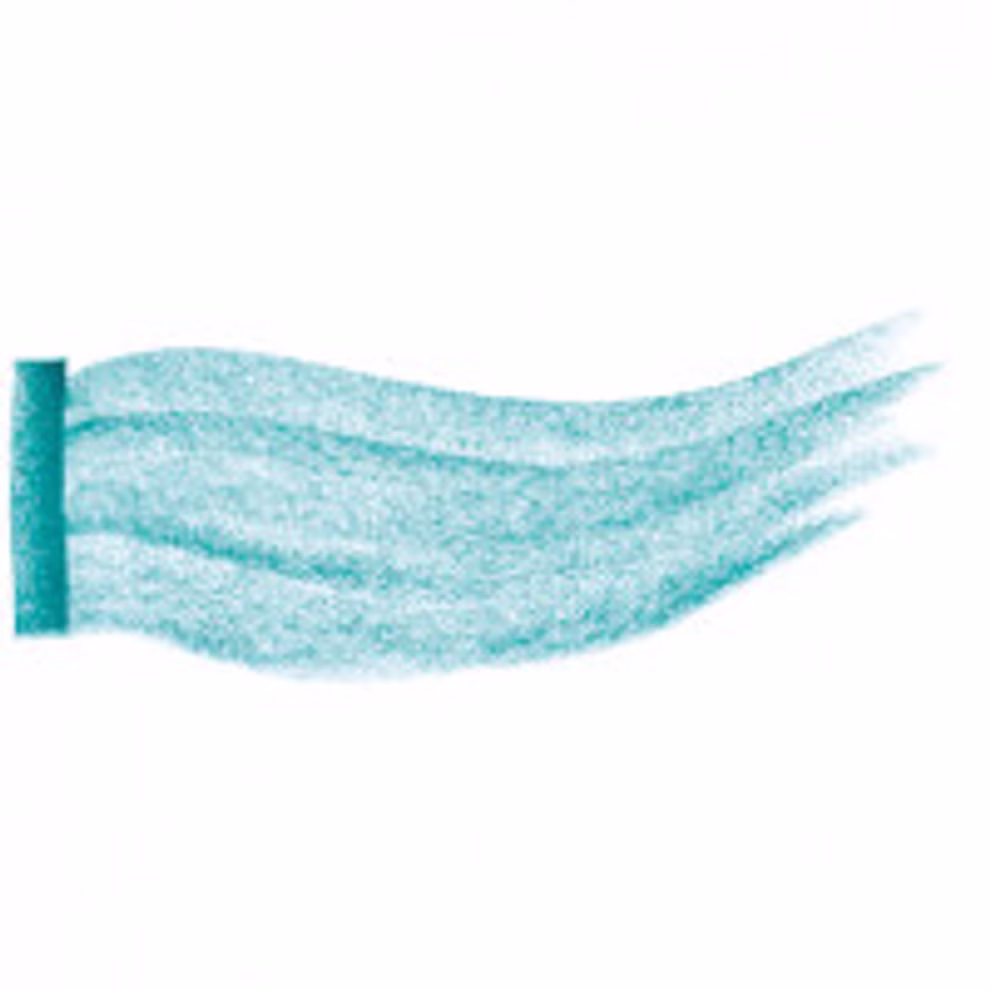 Stockmar Stockmar Wachsmalblöcke Wachsmalblock in 32 Farben_15308 blaugrün Ein hellblauer strukturierter Pinselstrich mit weichen gewellten Linien fließt direkt aus einem rechteckigen Stockmar Wachsmalblöcke Wachsmalstiftblock der auf einem weißen Hintergrund abgebildet ist. blaugrün