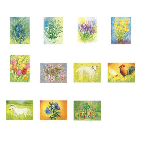 Set de cartes postales printemps et été, 11 pièces