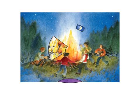 Postcard Movable Double Card Fire Spirits