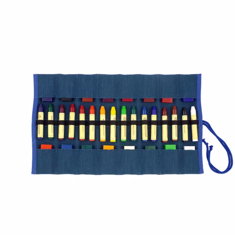Astuccio per matite roll-up riempito blu, 16 pezzi.