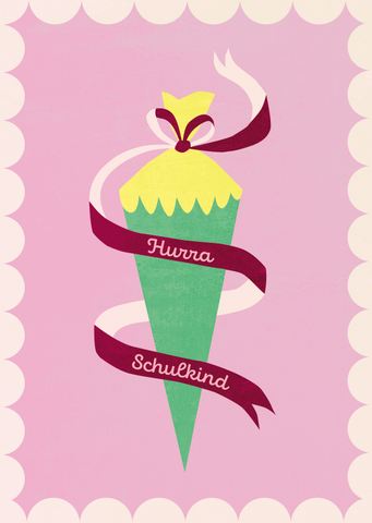 Postcard School Cone pink