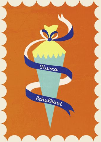 Postcard School Cone orange