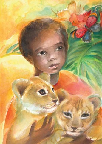 Postkarte Löwenbabys