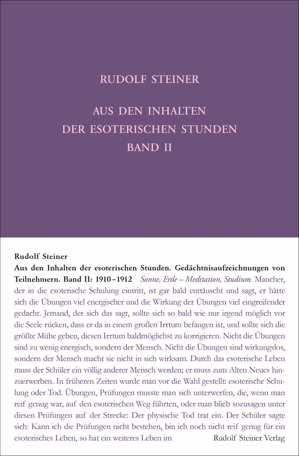 GA 266/II Aus den Inhalten der esoterischen Stunden