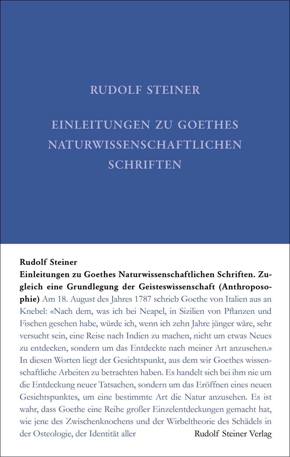 Einleitungen zu Goethes Naturwissenschaftlichen Schriften