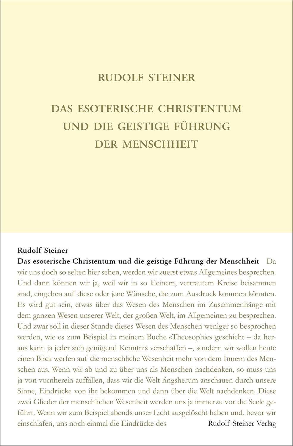 Das esoterische Christentum und die geistige Führung der Menschheit