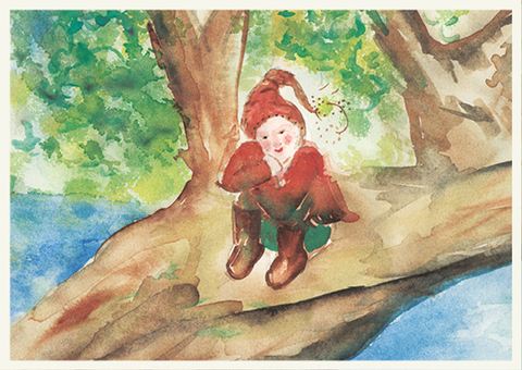Postcard Dwarf on Tree 