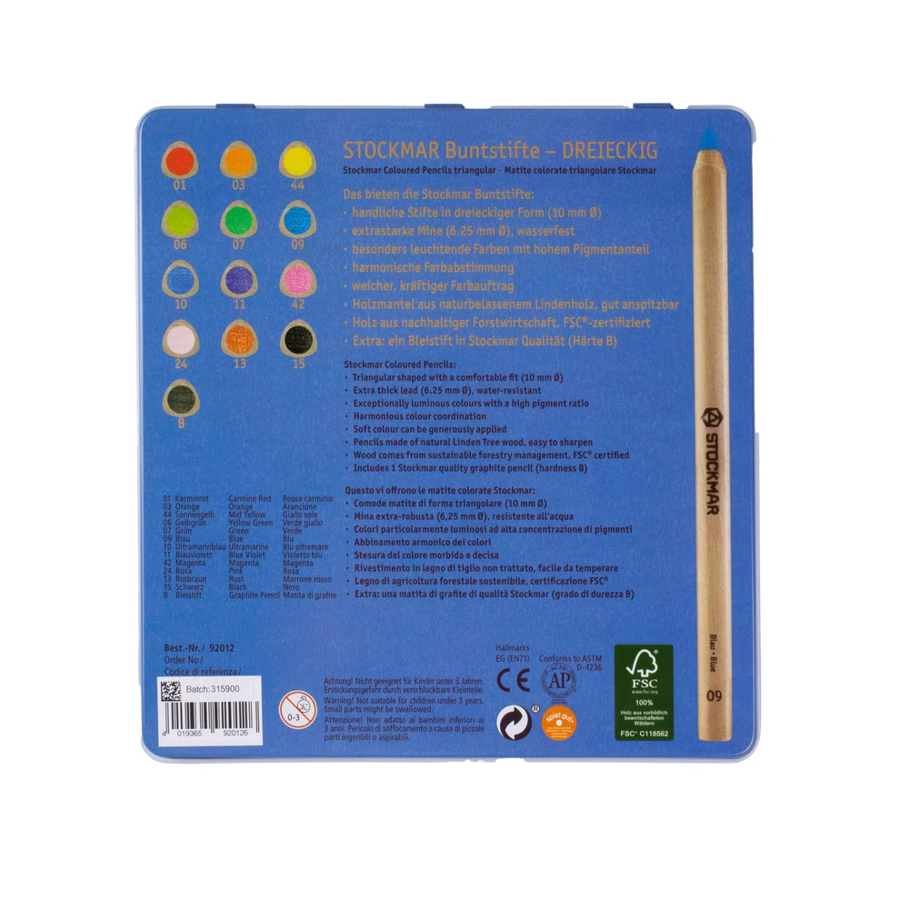 12 + 1 Crayons de couleur, triangulaires