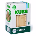 Eine Schachtel mit Ballaballa Kubb Family Mannschaftsspiel einem Rasenspiel aus Holz. Die Verpackung zeigt Birkenholzklötze verspielte Outdoor-Illustrationen und hebt hochwertiges Birkenholz sowie eine mitgelieferte Tragetasche hervor.