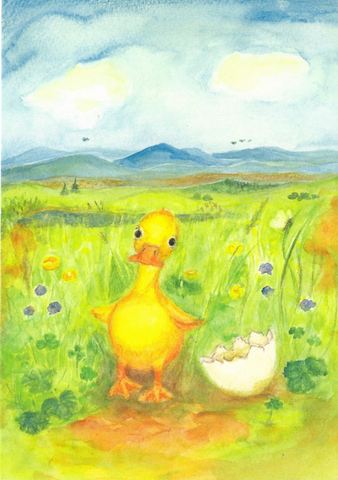 Postcard duckling