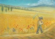 Postal August Cornfield with Farmer