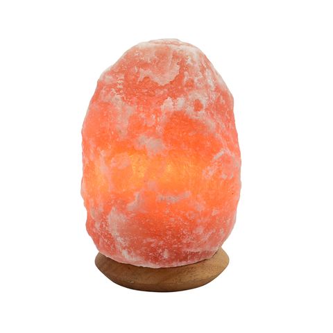 Salt Crystal Lamp with Wooden Base, Medium 