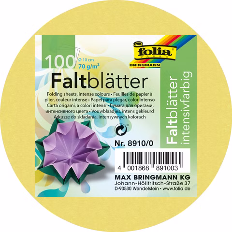 Vouwbladen rond 100 vel, geassorteerde kleuren