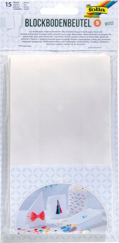 Block bottom bag, white, 15 pieces