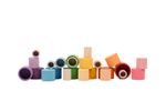 Grapat houten speelgoed 24 kleurrijke schalen