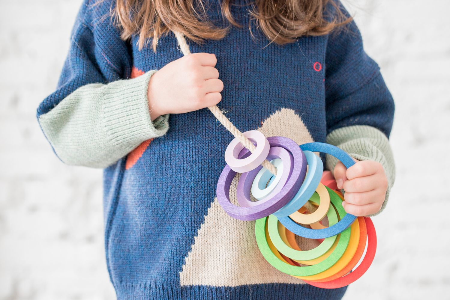 Grapat wooden toy colourful wooden rings