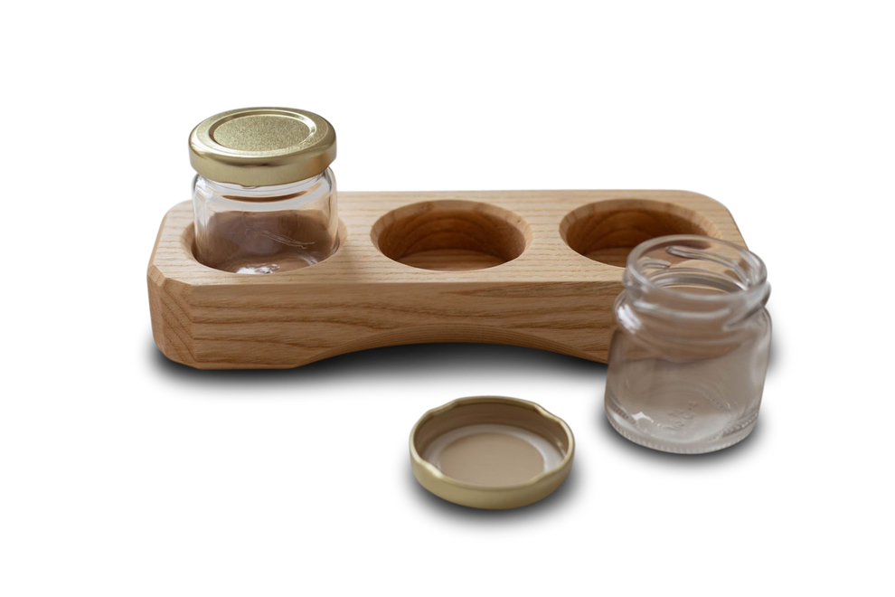 HOMSFOU Treppiede In Legno Intagliato Abalone, Supporto Per Conchiglie A Tre Sfere Di Cristallo, Supporto Per Treppiede, Supporto Per Gioielli, Ciotola Di Raccolta - Foto 3