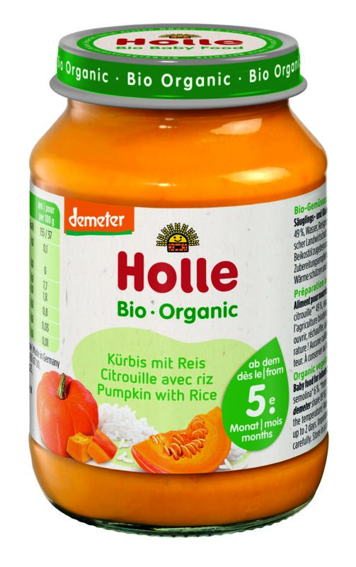 Petit pot Holle Demeter potiron avec riz