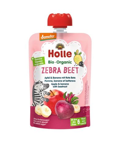 Holle Demeter Pouchy Zebra Beet - apple, banana and beetroot