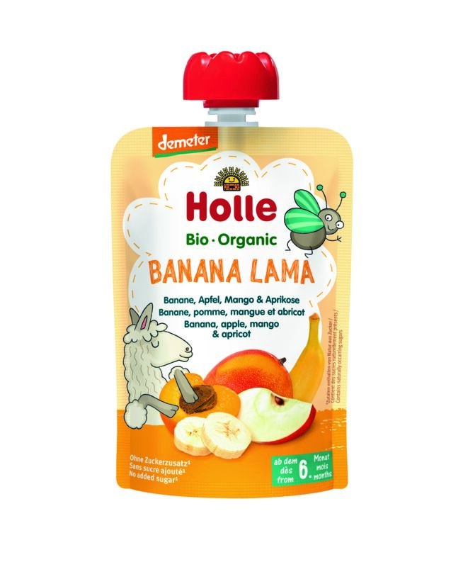 Holle Demeter Pouchy Banana Lama - banaan, appel, mango en abrikoos
