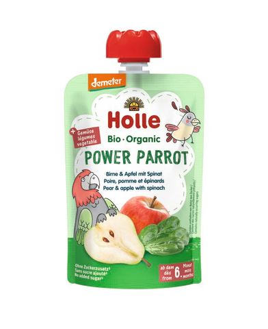 Holle Demeter Pouchy Power Parrot - Pera y manzana con espinacas