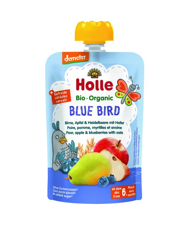 Holle Demeter Pouchy Blue Bird - pera, mela, mirtillo con avena