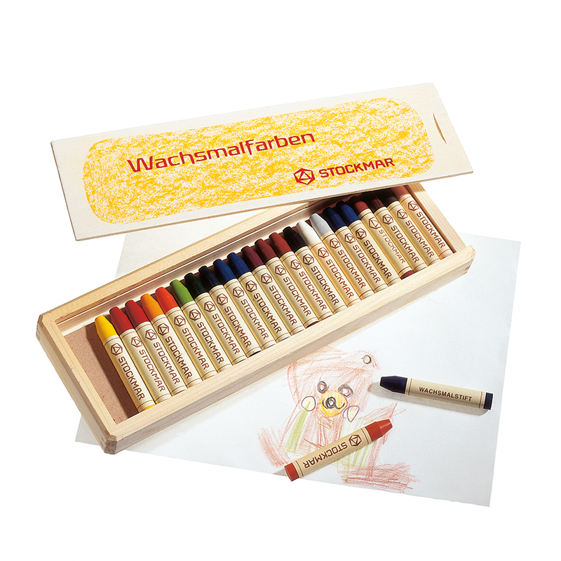 Crayones de cera Stockmar, 24 colores en caja de madera