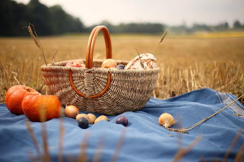 Basket large with wooden handle