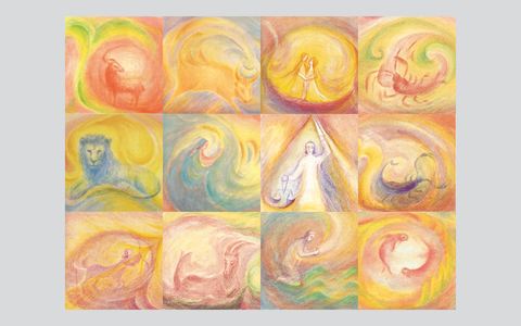Set de cartes postales Signes du zodiaque, 12 pièces