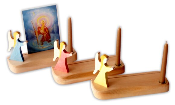 Card Holder Angel with Candle Holder blue