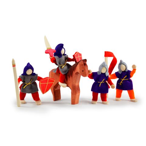 Bending dolls knight set 4 pieces red