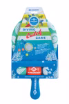 Farbenfrohe Verpackung für das Schildkröt Neopren Tauchspiel Catch mit Unterwassermotiven Spieldetails und einem blauen Paddel mit Netz - perfekt für das Spiel im Pool oder im Wasser.