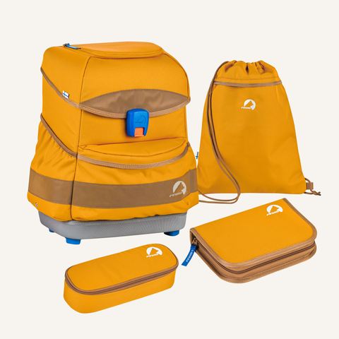 Satchel set, golden yellow/cinnamon