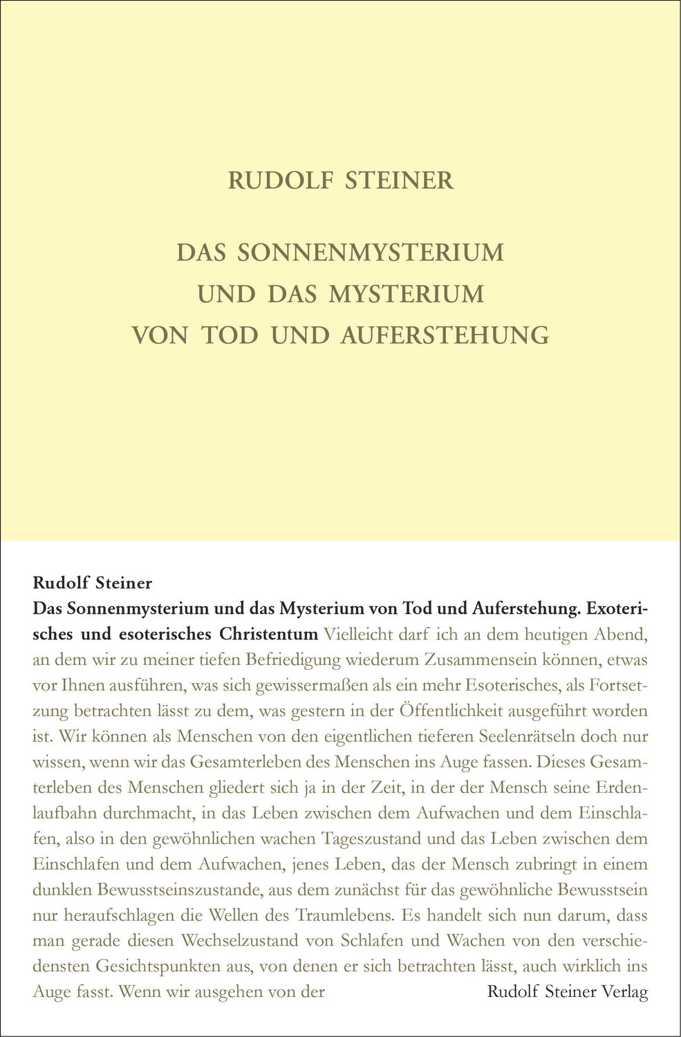 Das Sonnenmysterium und das Mysterium von Tod und Auferstehung