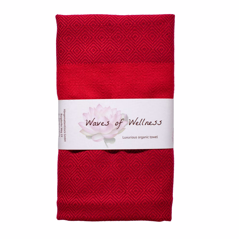 Strandlaken van biologisch katoen, gekleurd rood Strandlaken van biologisch katoen, gekleurd rood