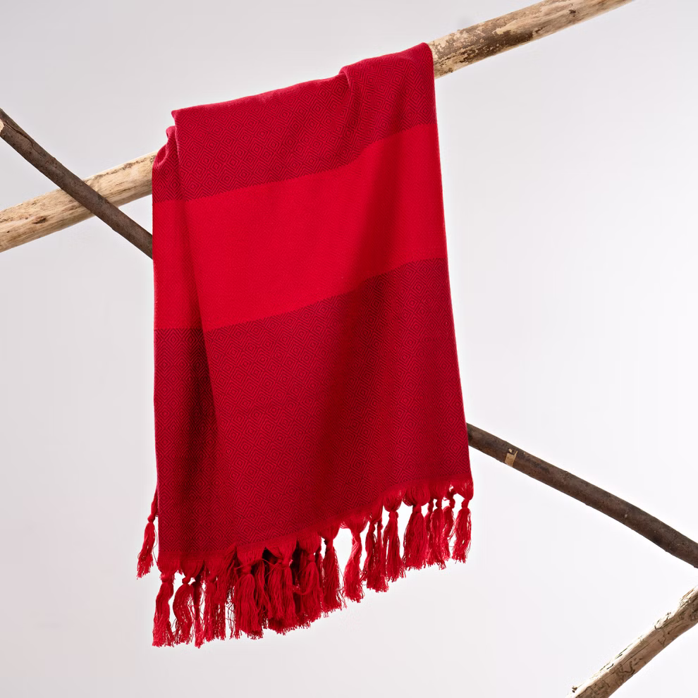 Strandlaken van biologisch katoen, gekleurd rood Strandlaken van biologisch katoen, gekleurd rood